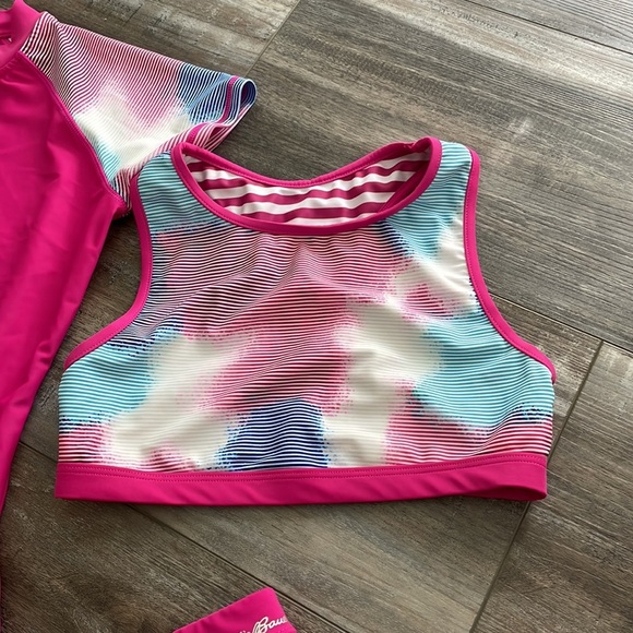 GIRL'S Eddie Bauer Youth Reversible 4 Piece Swim Set Size 10/12 - Picture 3 of 11